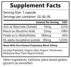Boost! Supplement Facts label