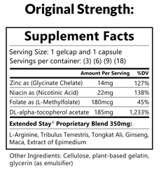 Supplement facts label with detailed nutritional information on a white background
