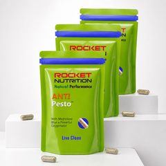 Anti Pesto three-pouch pedestal display